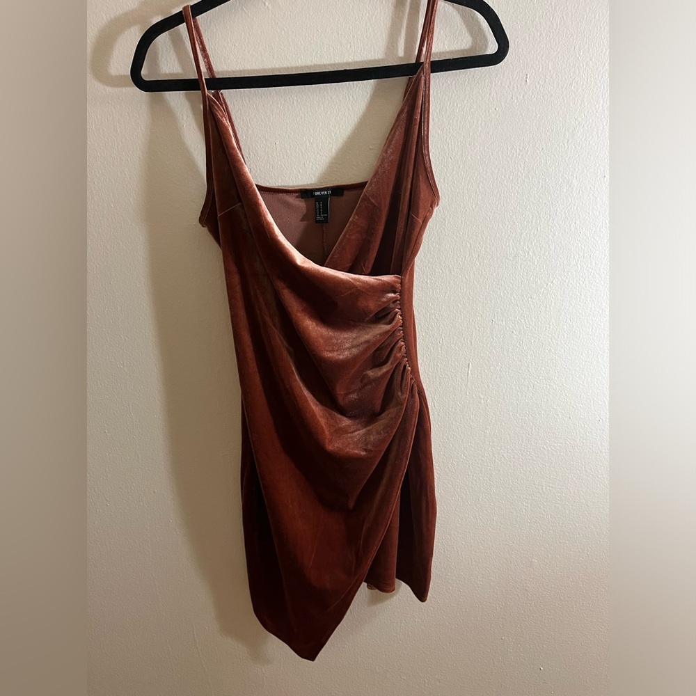 Forever 21 Orange Velvet Mini Dress